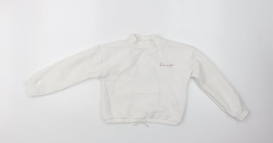 Primark Girls White  Polyester Pullover Sweatshirt Size 9-10 Years