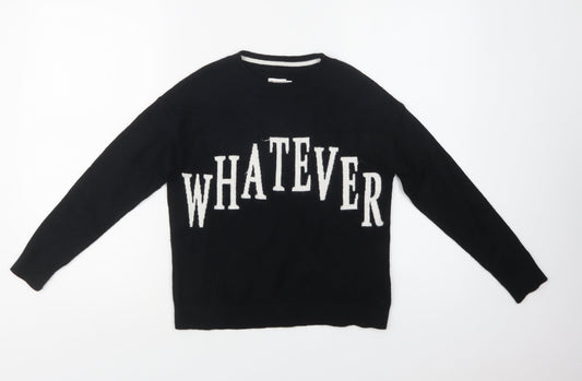 Outfit Girls Black Crew Neck  Viscose Pullover Jumper Size 9 Years