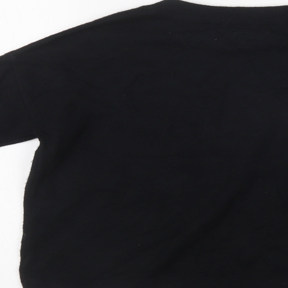 Outfit Girls Black Crew Neck  Viscose Pullover Jumper Size 9 Years