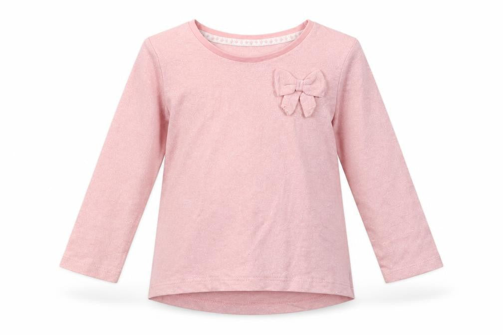 F&F Baby Pink Striped Cotton Basic Blouse Size 12 Months Crew Neck
