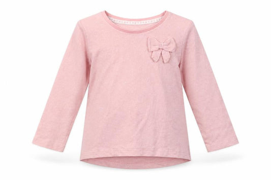 F&F Baby Pink Striped Cotton Basic Blouse Size 12 Months Crew Neck