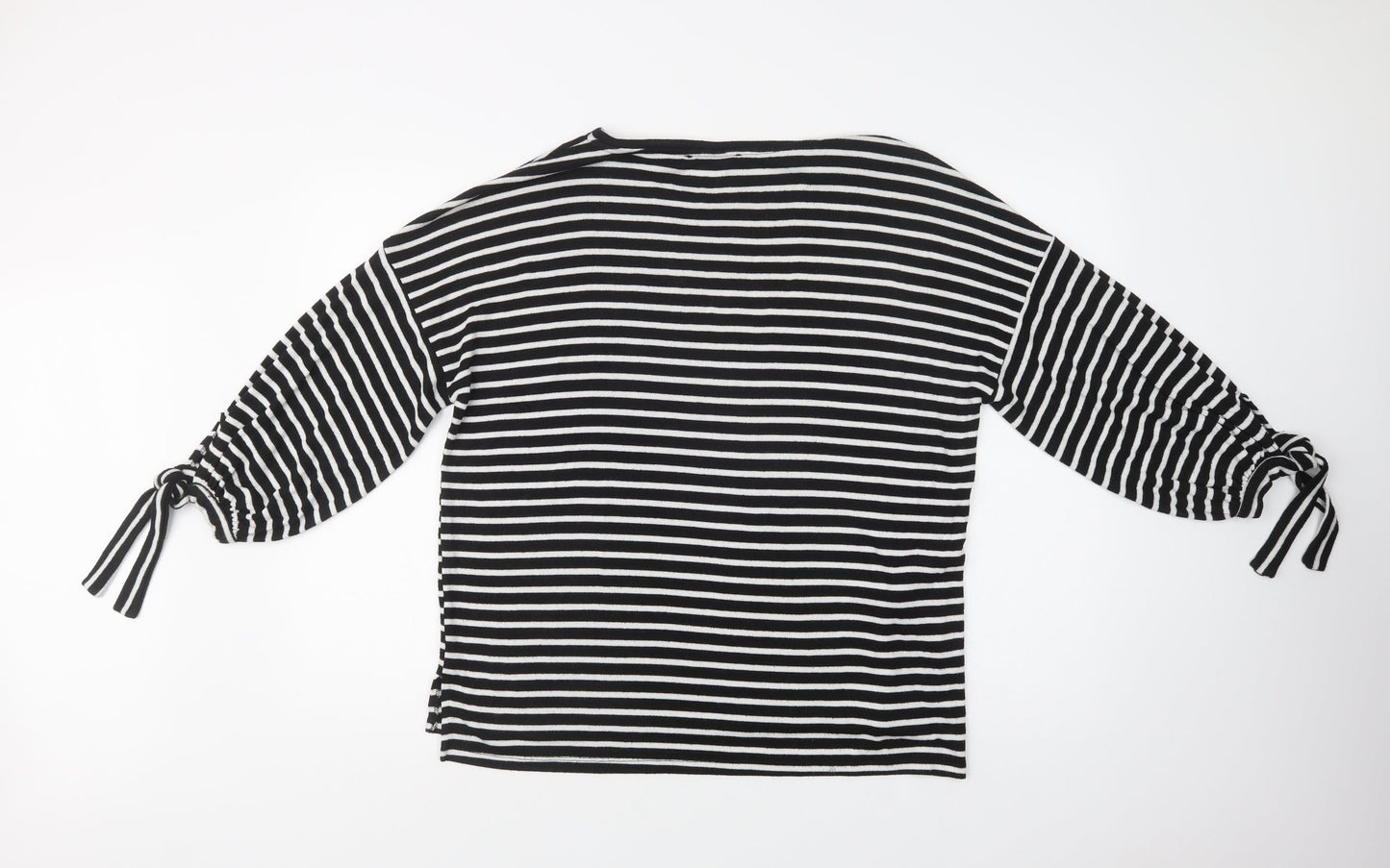 Mango Womens Black Crew Neck Striped Viscose Pullover Jumper Size S