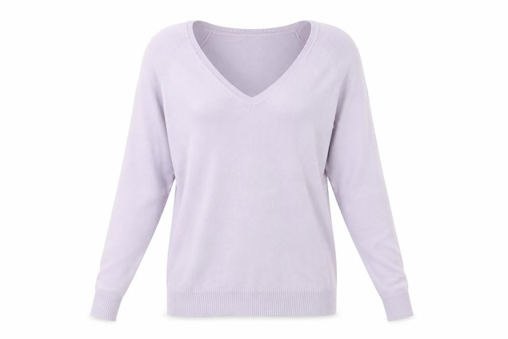 Preworn Womens Purple V-Neck  Cotton Pullover Jumper Size L
