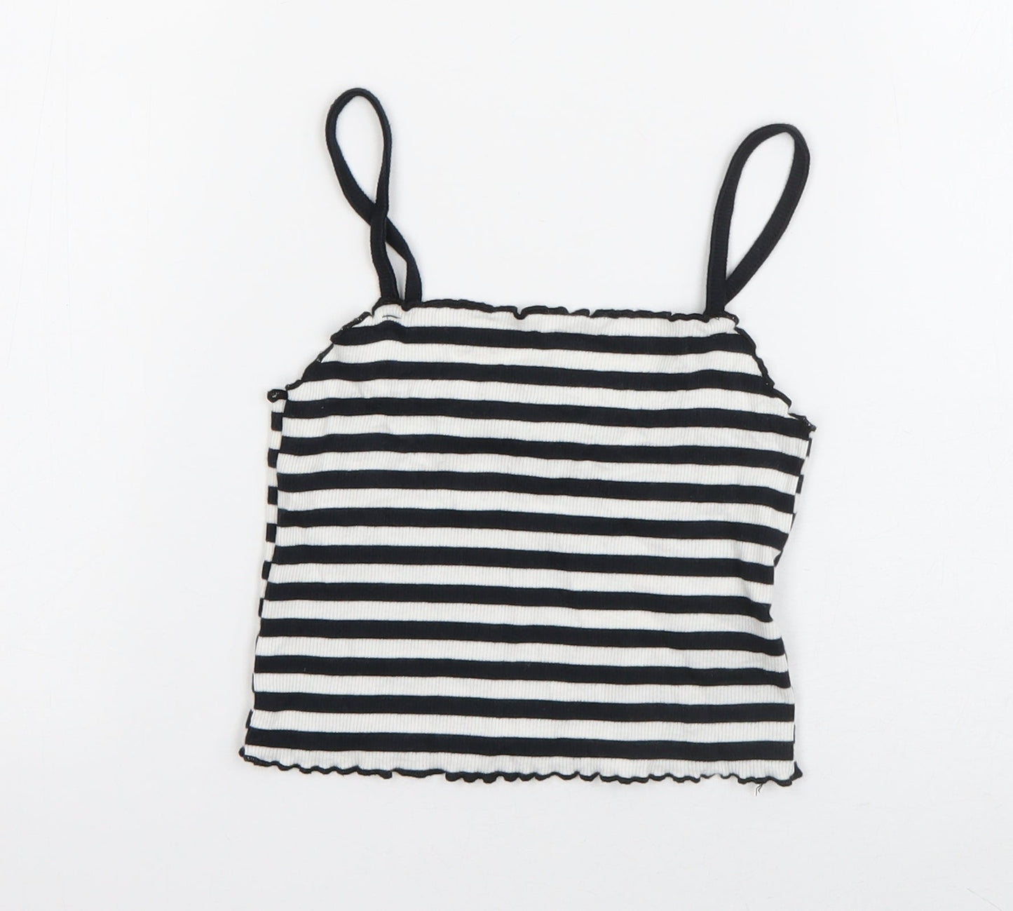 Topshop Womens Blue Striped Cotton Basic Tank Size 6 Square Neck