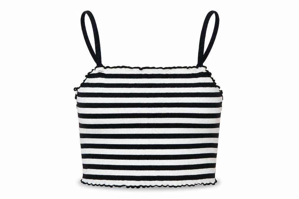 Topshop Womens Blue Striped Cotton Basic Tank Size 6 Square Neck