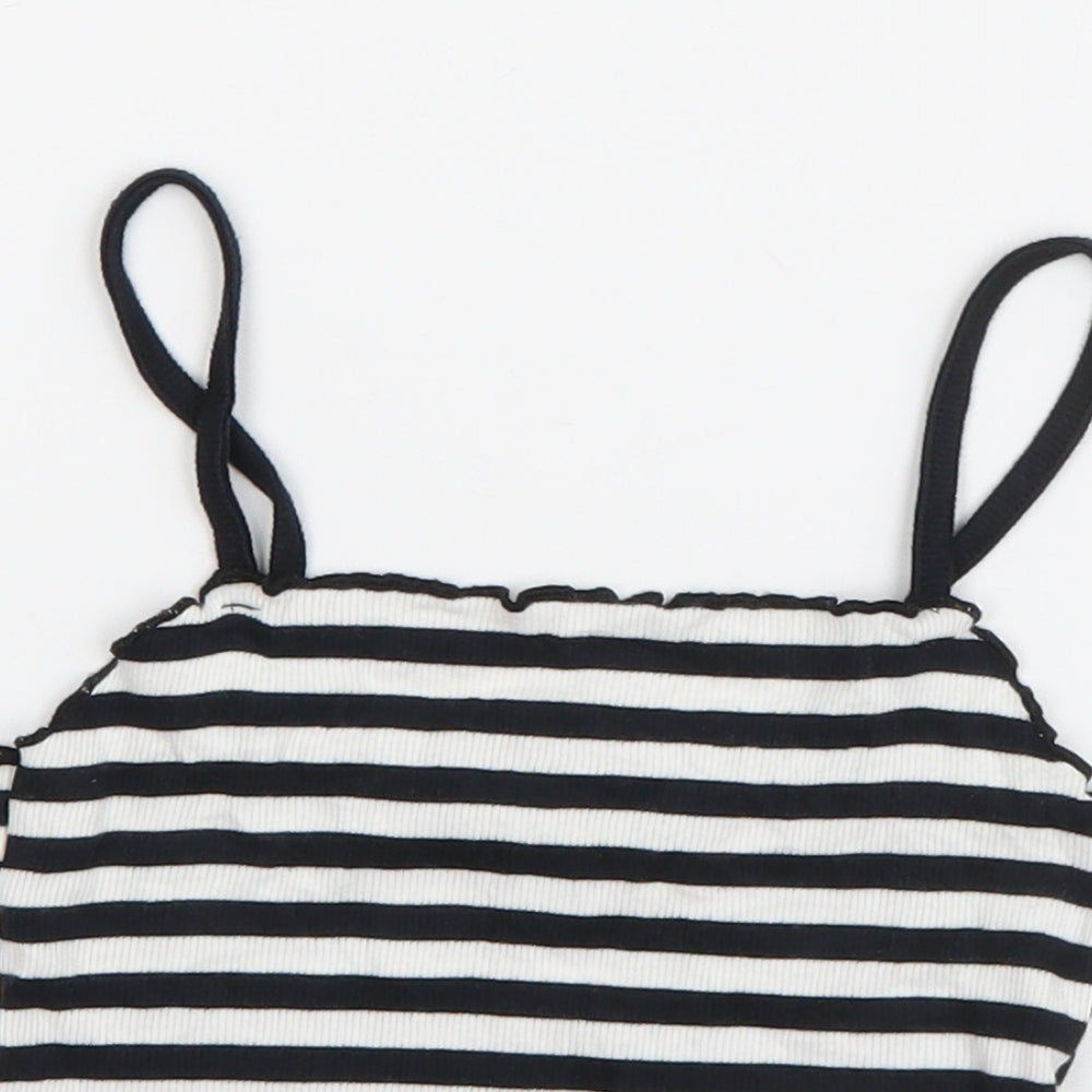 Topshop Womens Blue Striped Cotton Basic Tank Size 6 Square Neck