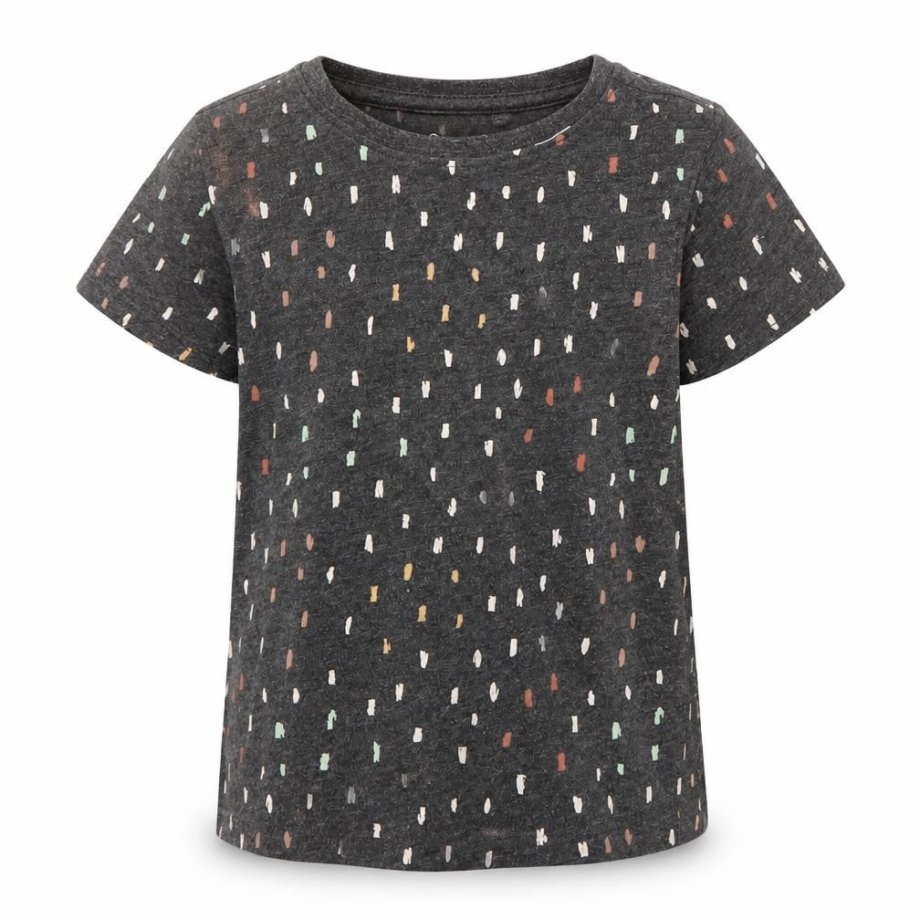 Hullabaloo Girls Grey Polka Dot Cotton Basic T-Shirt Size 4-5 Years Round Neck Pullover