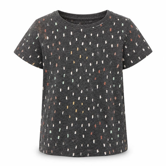 Hullabaloo Girls Grey Polka Dot Cotton Basic T-Shirt Size 4-5 Years Round Neck Pullover