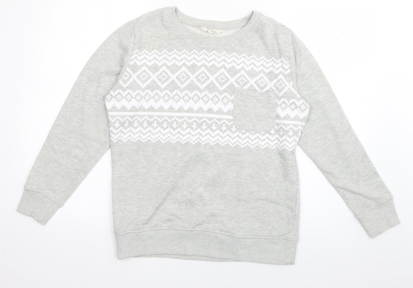 Original Essentials Womens Grey Geometric Cotton Pullover Sweatshirt Size 8  Pullover