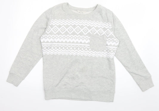 Original Essentials Womens Grey Geometric Cotton Pullover Sweatshirt Size 8  Pullover