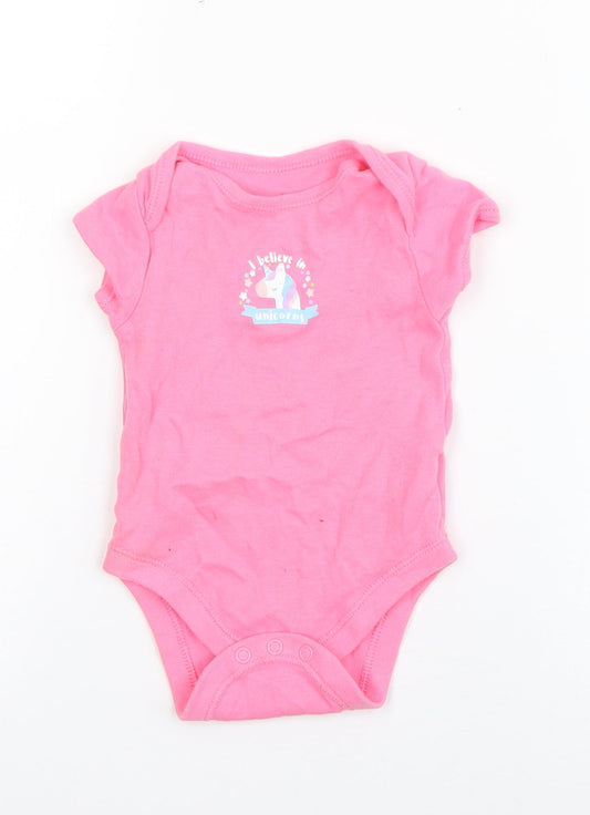 Primark Girls Pink  Cotton Babygrow One-Piece Size 3-6 Months  Snap - Unicorn