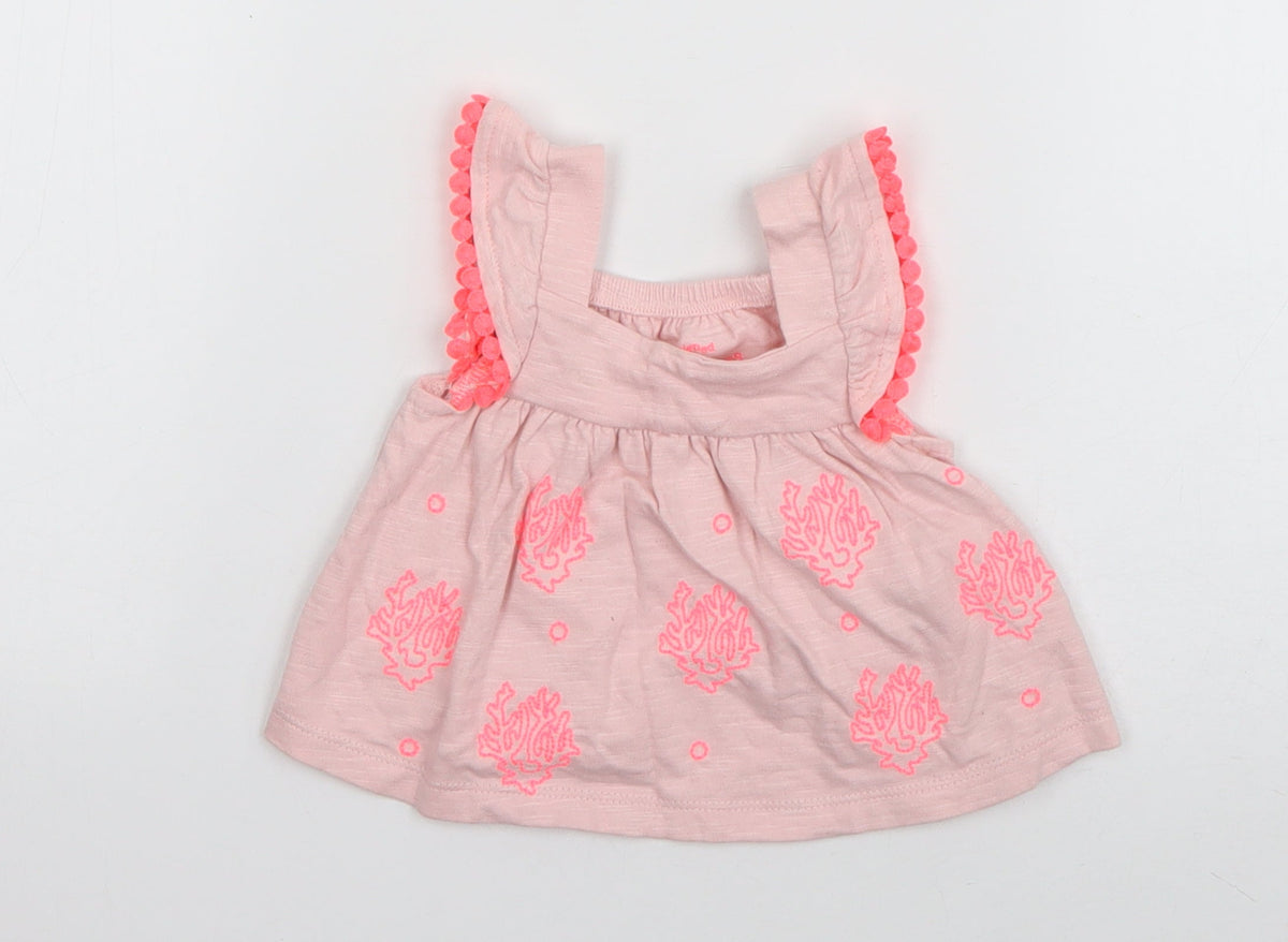 F&F Girls Pink Geometric Cotton Basic Tank Size 0-3 Months Square Neck Pullover