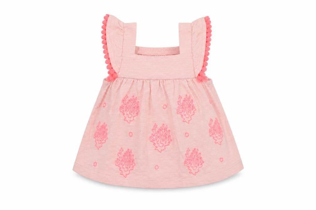 F&F Girls Pink Geometric Cotton Basic Tank Size 0-3 Months Square Neck Pullover