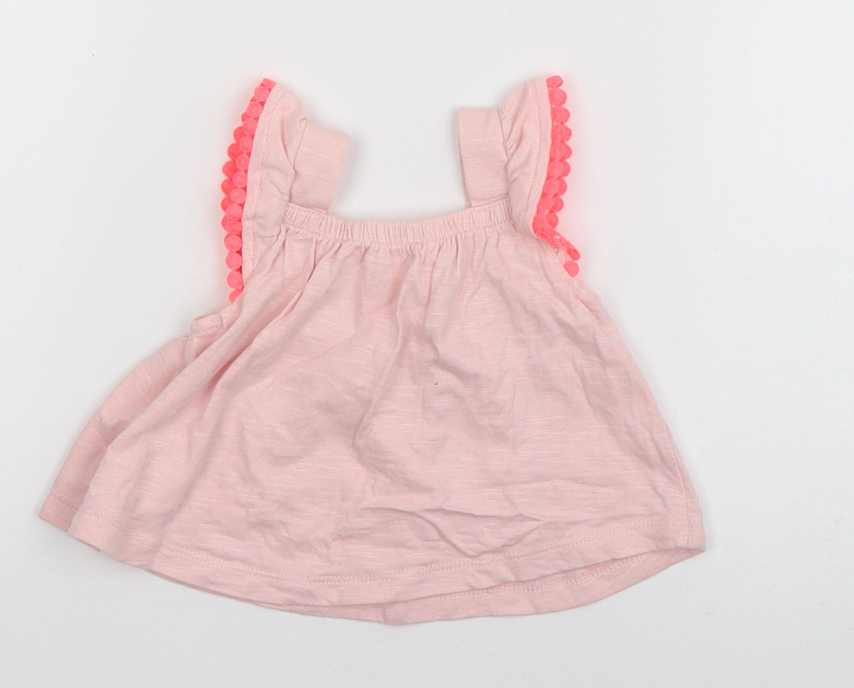 F&F Girls Pink Geometric Cotton Basic Tank Size 0-3 Months Square Neck Pullover