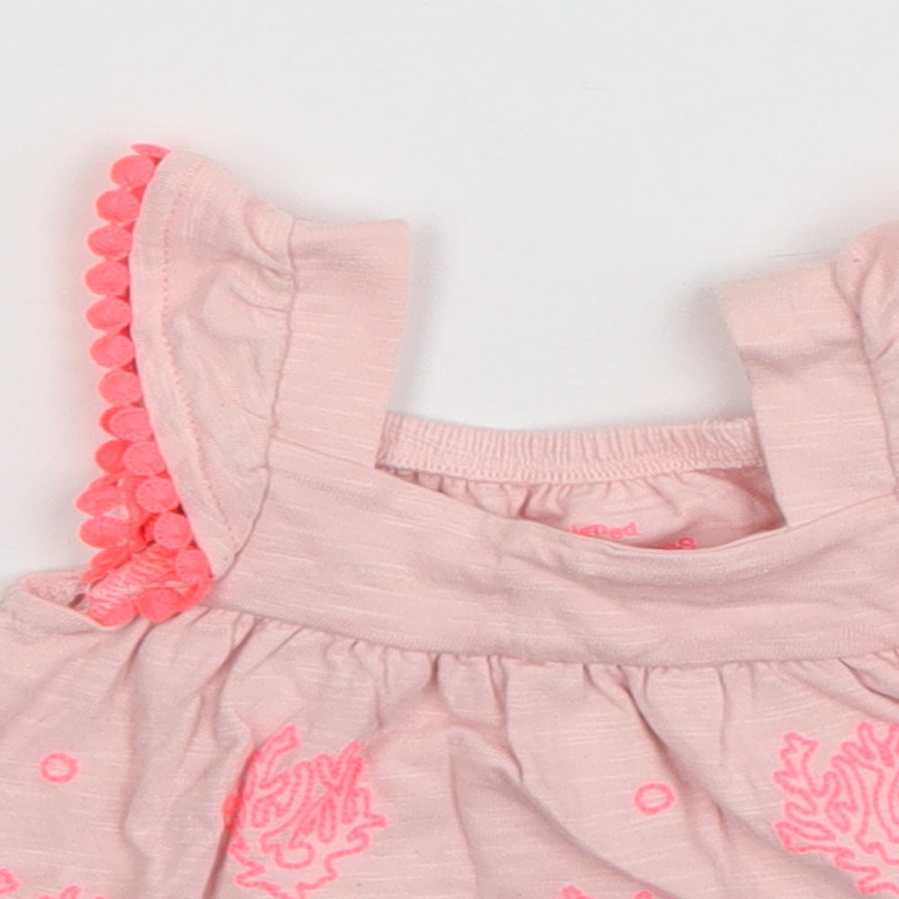 F&F Girls Pink Geometric Cotton Basic Tank Size 0-3 Months Square Neck Pullover