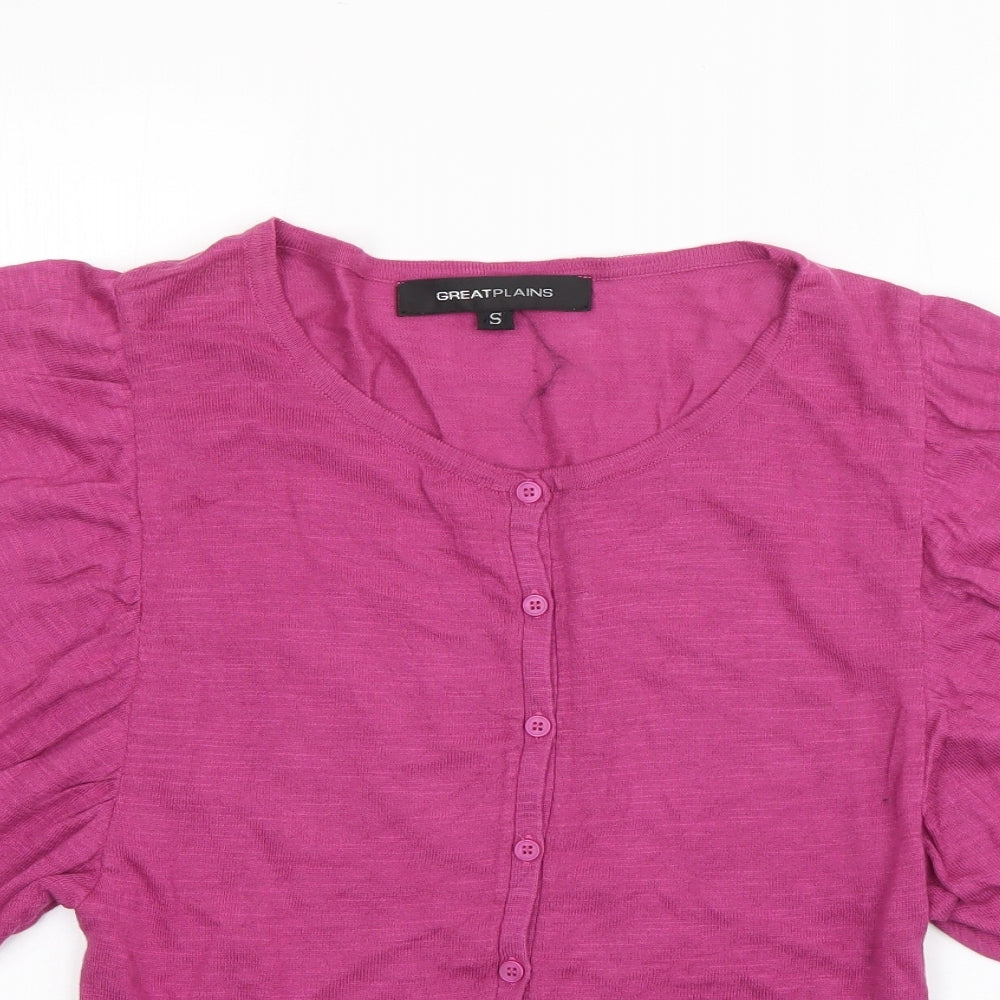 Great Plains Womens Pink Scoop Neck  Cotton Cardigan Jumper Size S