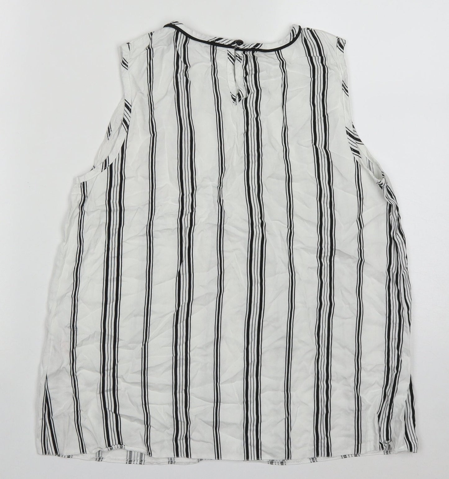 Dorothy Perkins Womens White Striped Viscose Basic Tank Size 12 Round Neck