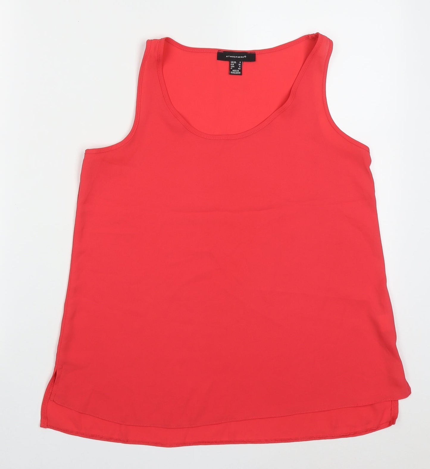 Atmosphere Womens Pink  Polyester Basic Tank Size 8 Round Neck