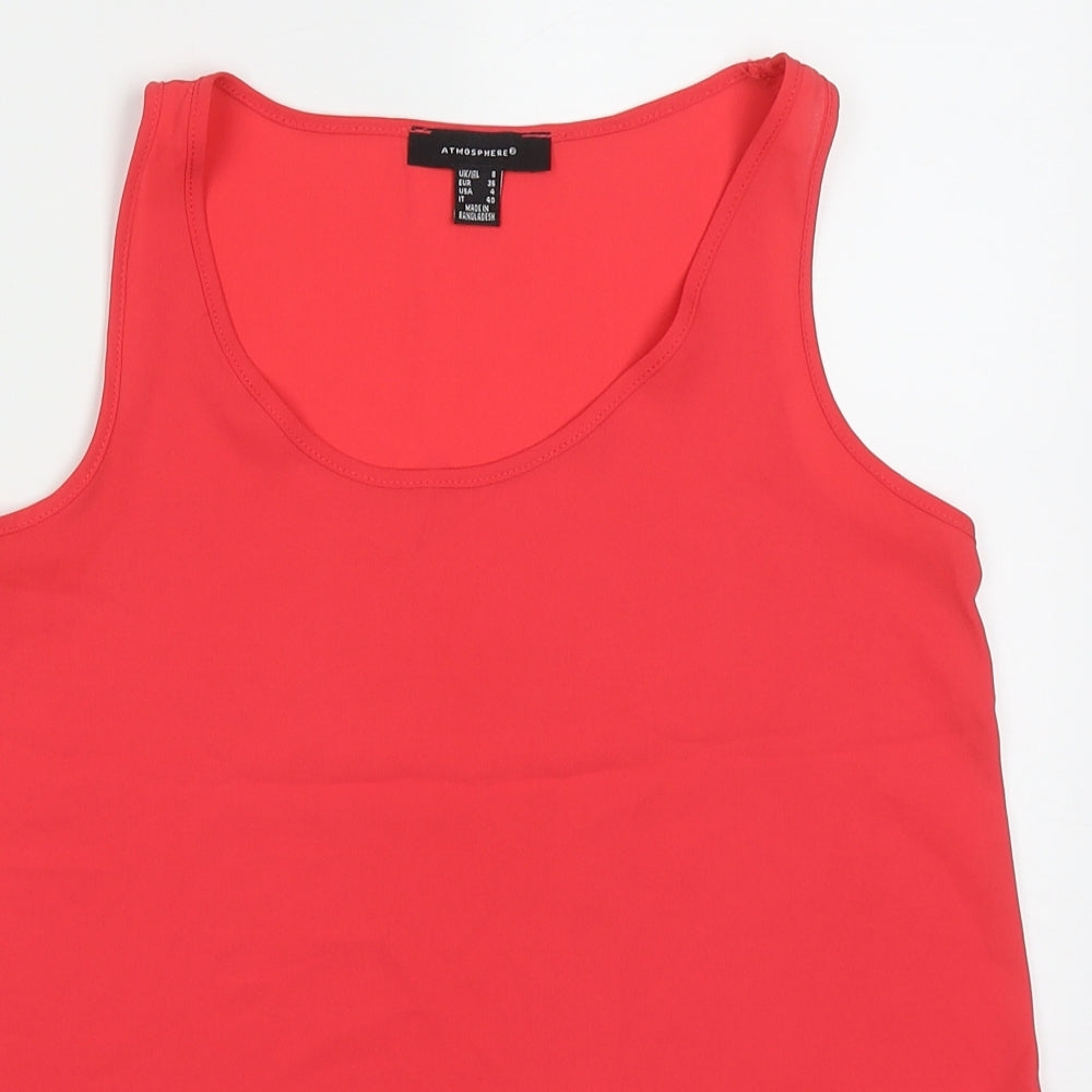 Atmosphere Womens Pink  Polyester Basic Tank Size 8 Round Neck