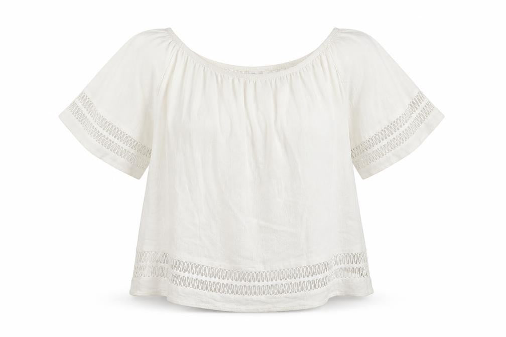 Mirumi Womens White  Viscose Basic Blouse Size S Off the Shoulder