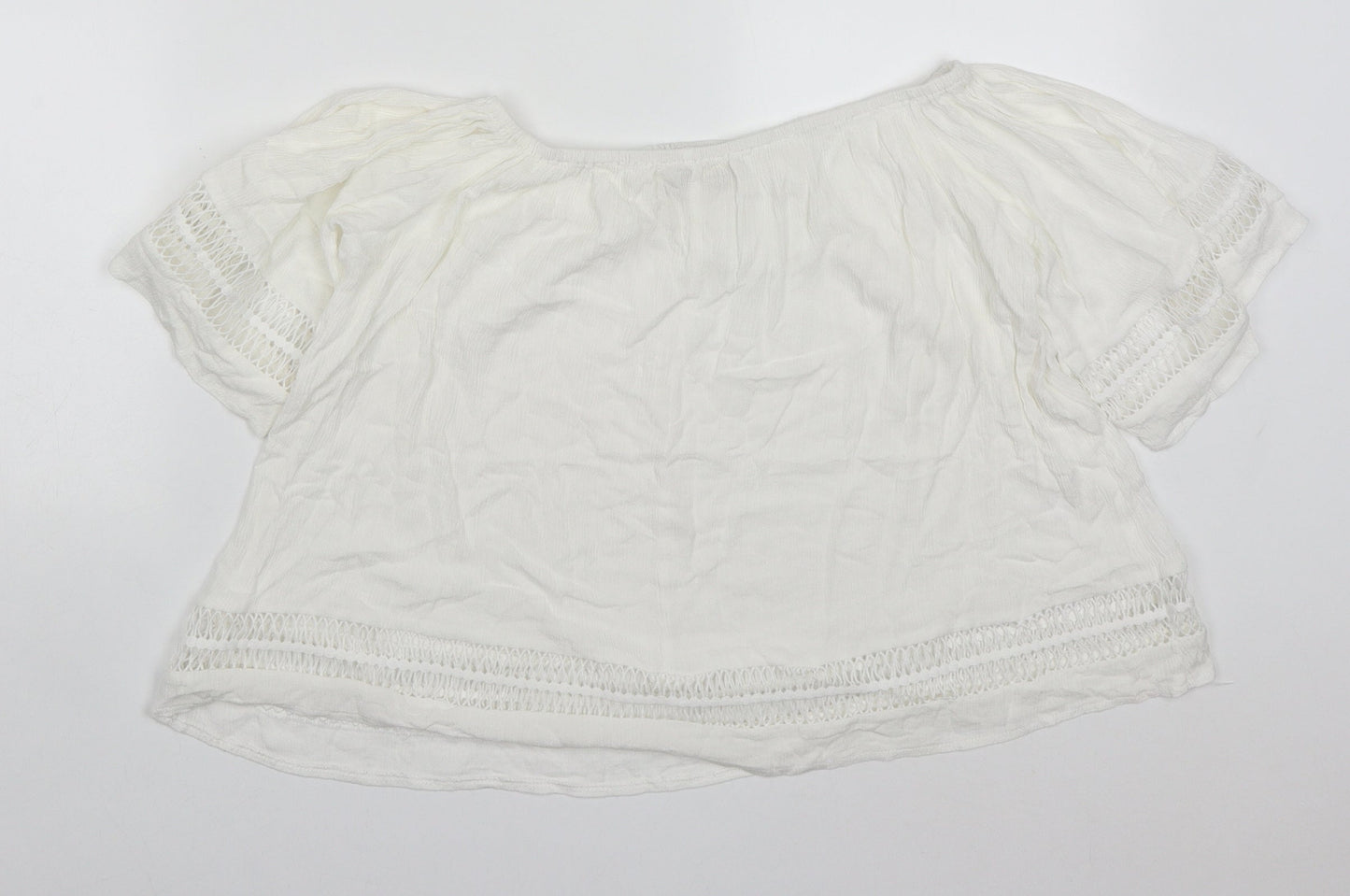 Mirumi Womens White  Viscose Basic Blouse Size S Off the Shoulder