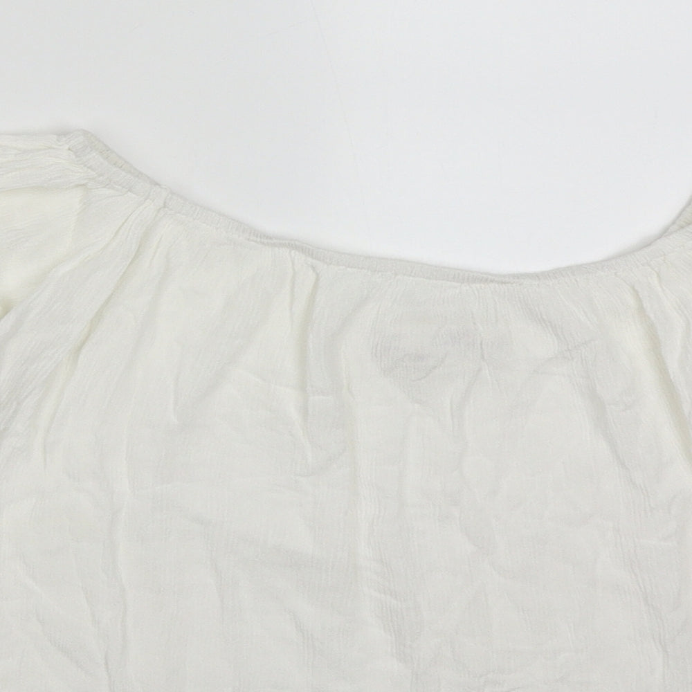 Mirumi Womens White  Viscose Basic Blouse Size S Off the Shoulder