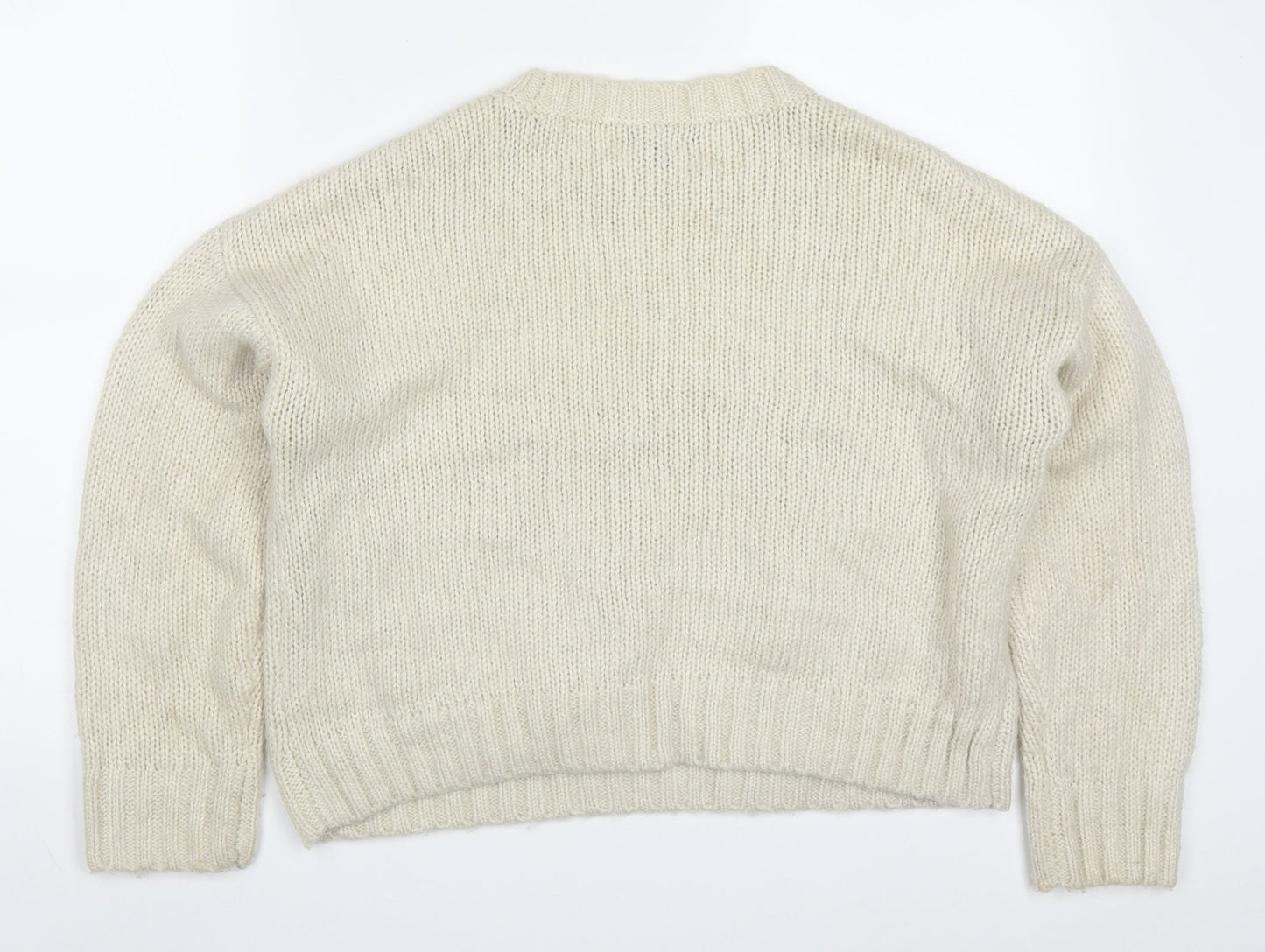 New Look Womens Beige Round Neck  Acrylic Pullover Jumper Size M