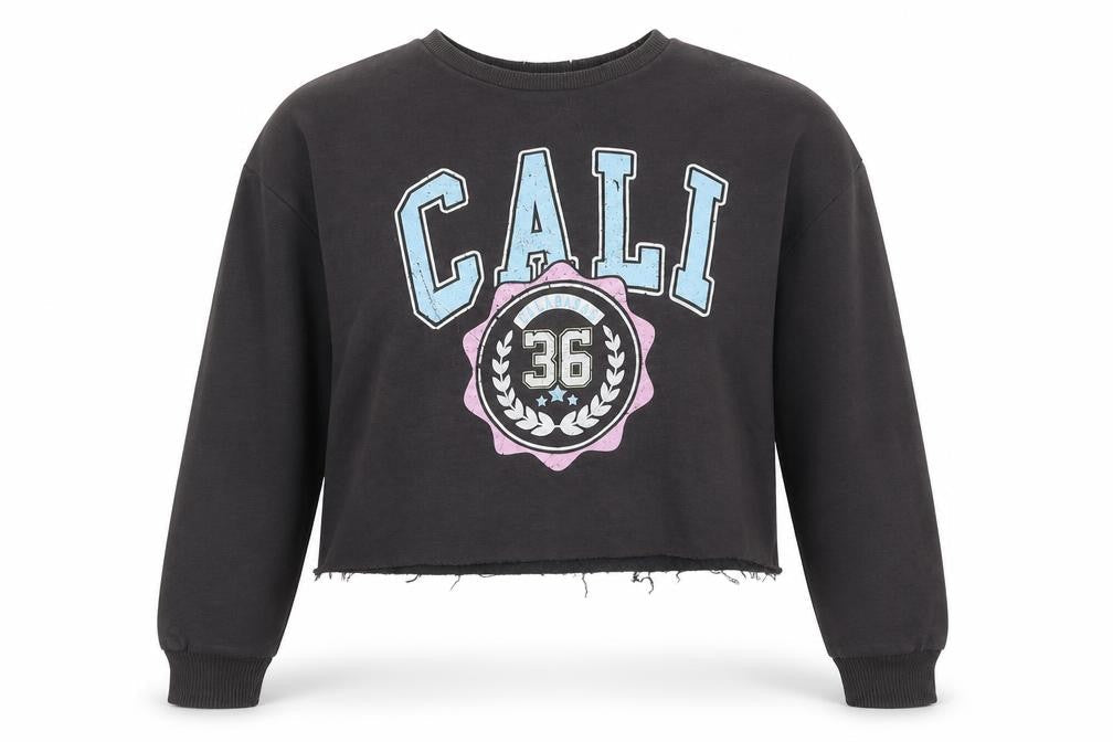 Primark Womens Grey  Cotton Pullover Sweatshirt Size 6  Pullover - Cali Distressed