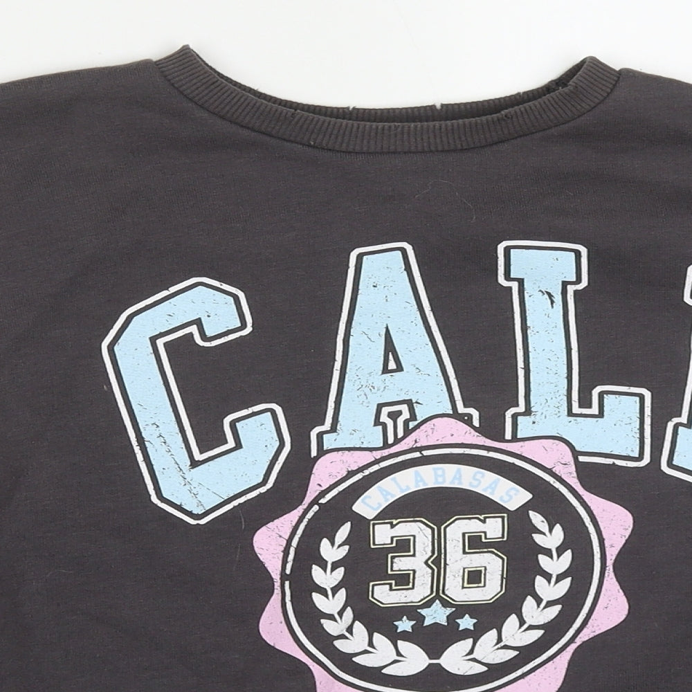 Primark Womens Grey  Cotton Pullover Sweatshirt Size 6  Pullover - Cali Distressed