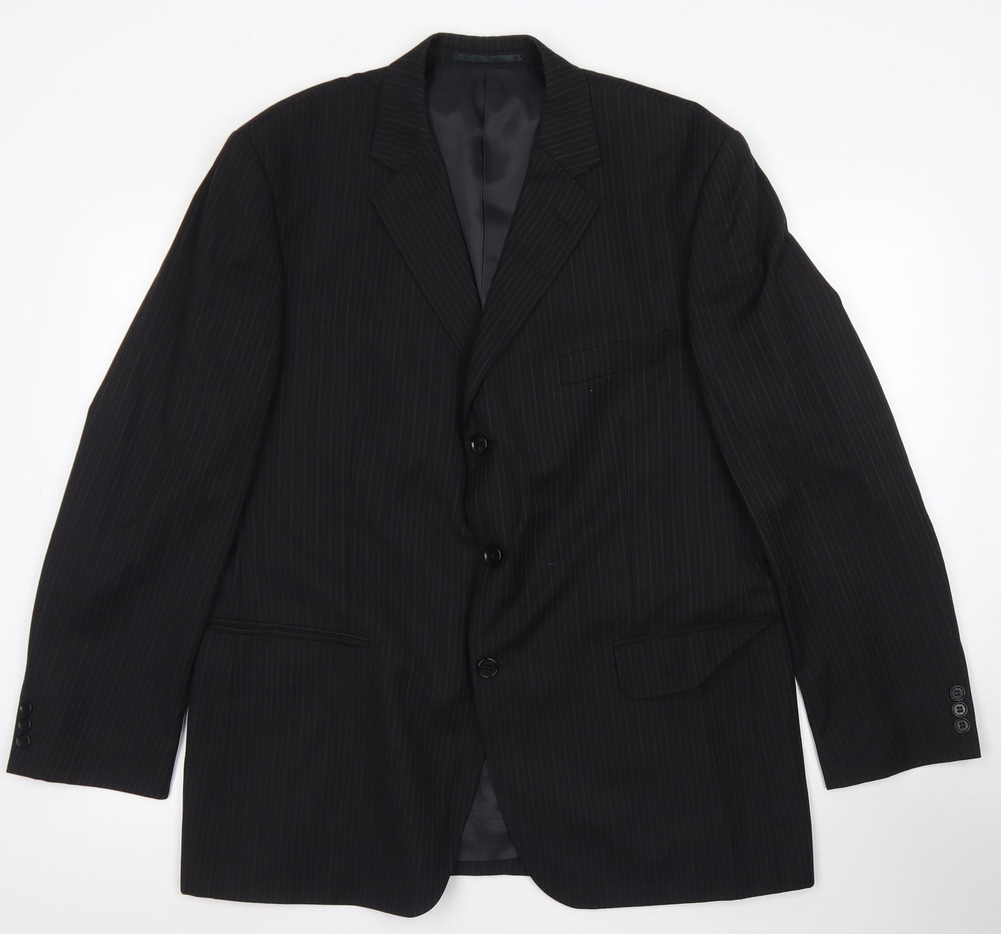 Sovereign Mens Black Striped Wool Jacket Blazer Size 44