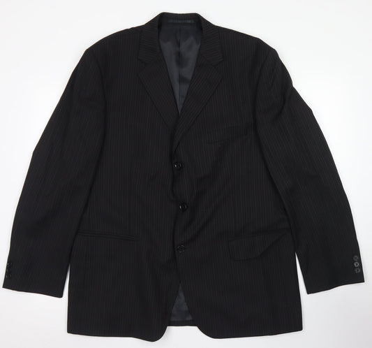 Sovereign Mens Black Striped Wool Jacket Blazer Size 44