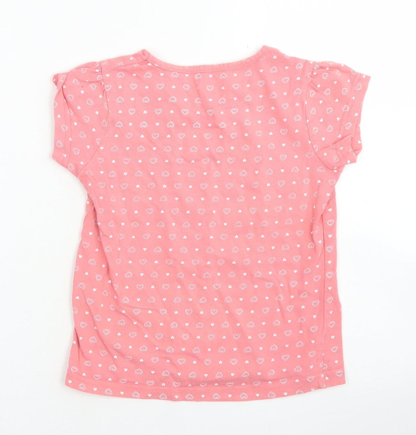 NEXT Girls Pink Polka Dot Cotton Basic T-Shirt Size 6 Years Crew Neck
