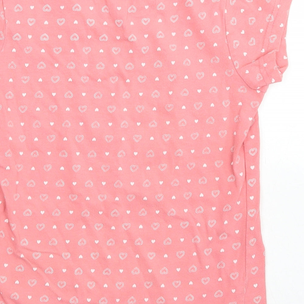 NEXT Girls Pink Polka Dot Cotton Basic T-Shirt Size 6 Years Crew Neck