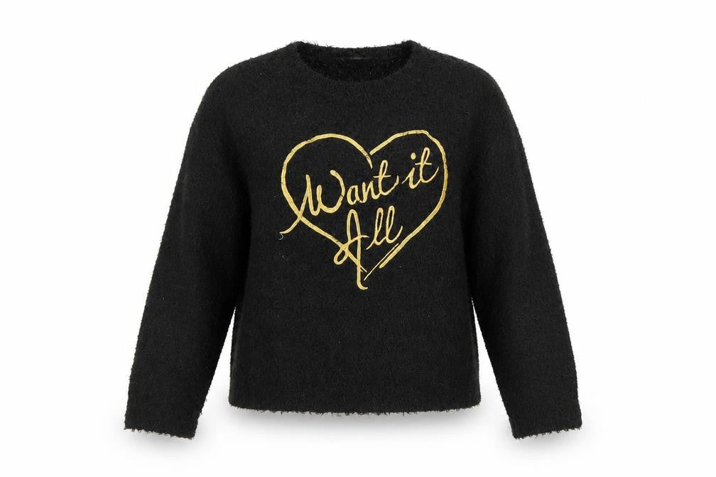 Divided Womens Black Crew Neck  Polyester Pullover Jumper Size S
