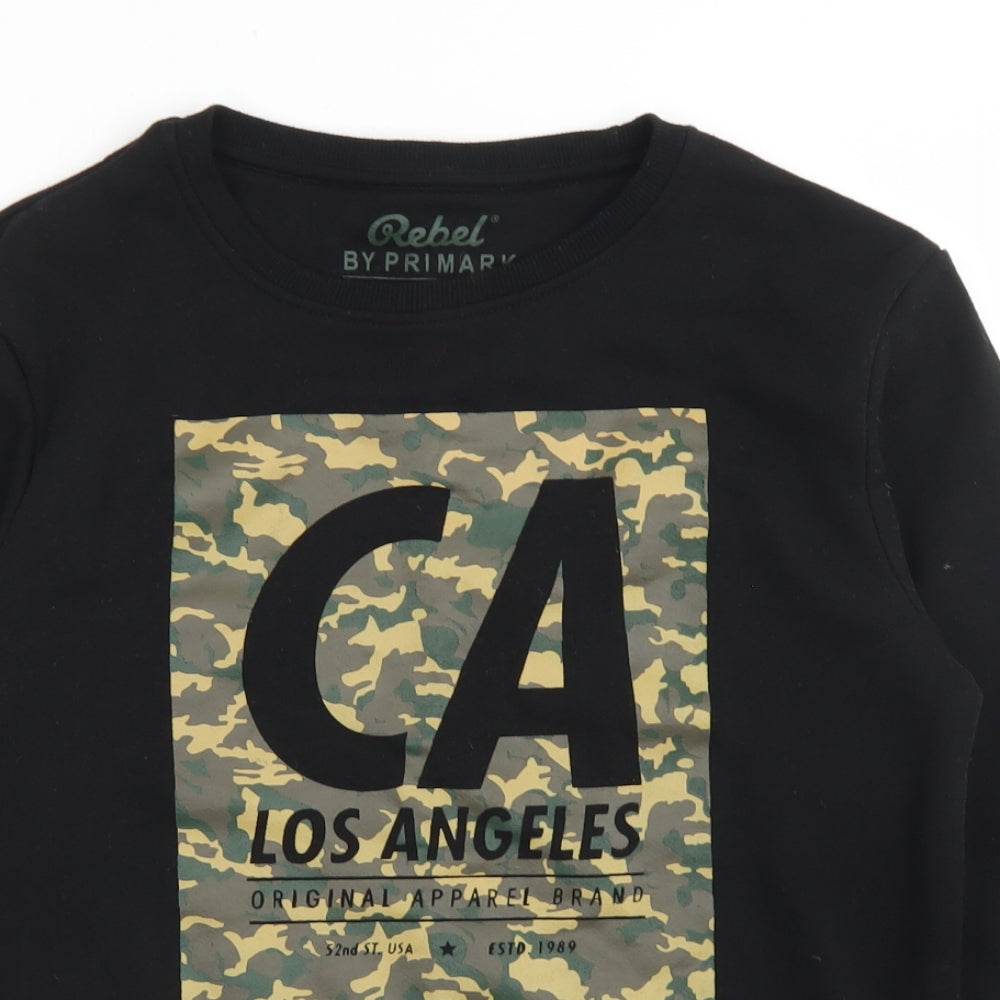 Rebel Boys Black  Polyester Pullover Sweatshirt Size 12-13 Years