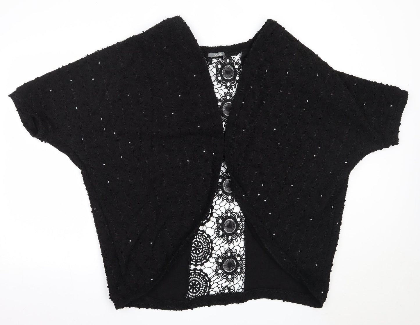 South Womens Black Round Neck  Polyester Cardigan Jumper Size 16