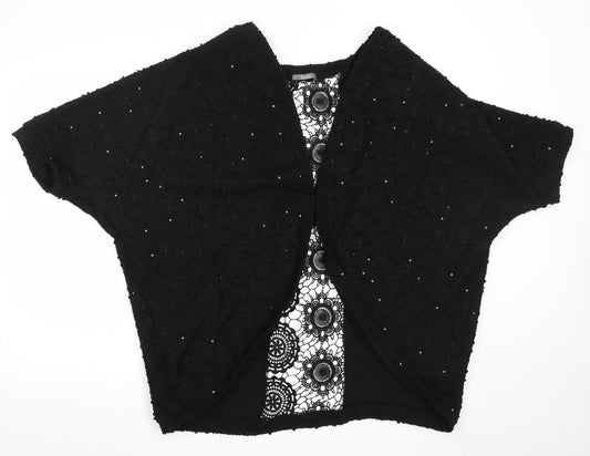 South Womens Black Round Neck  Polyester Cardigan Jumper Size 16