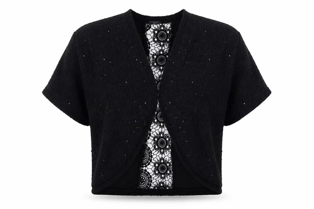 South Womens Black Round Neck  Polyester Cardigan Jumper Size 16