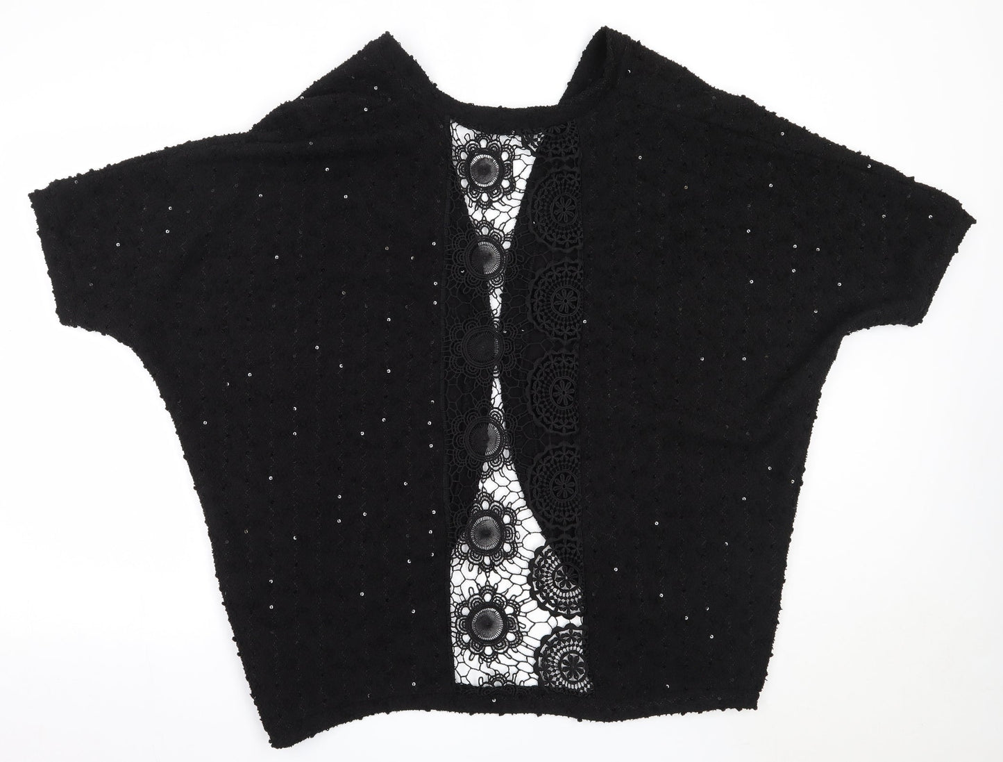South Womens Black Round Neck  Polyester Cardigan Jumper Size 16