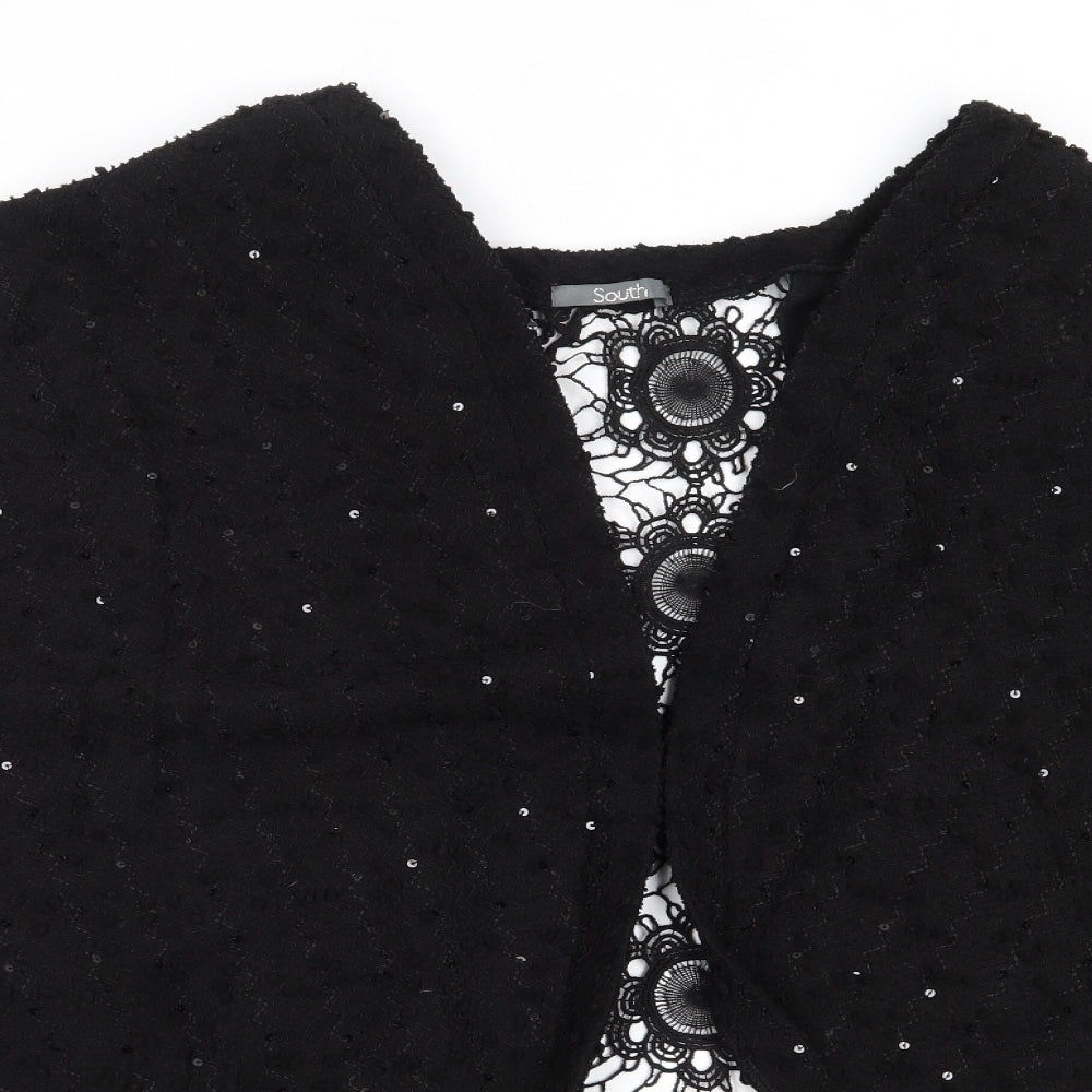 South Womens Black Round Neck  Polyester Cardigan Jumper Size 16