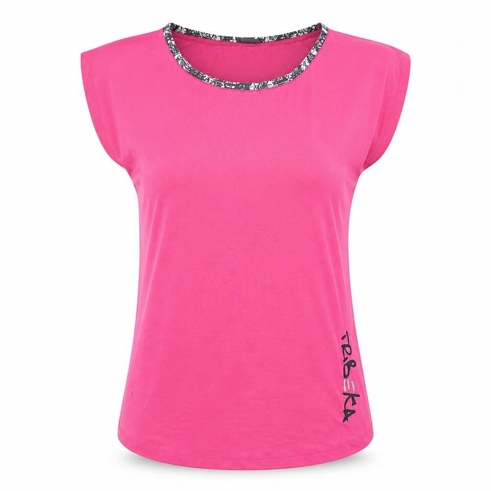 TRBEKA Womens Pink  Polyester Basic T-Shirt Size M Round Neck
