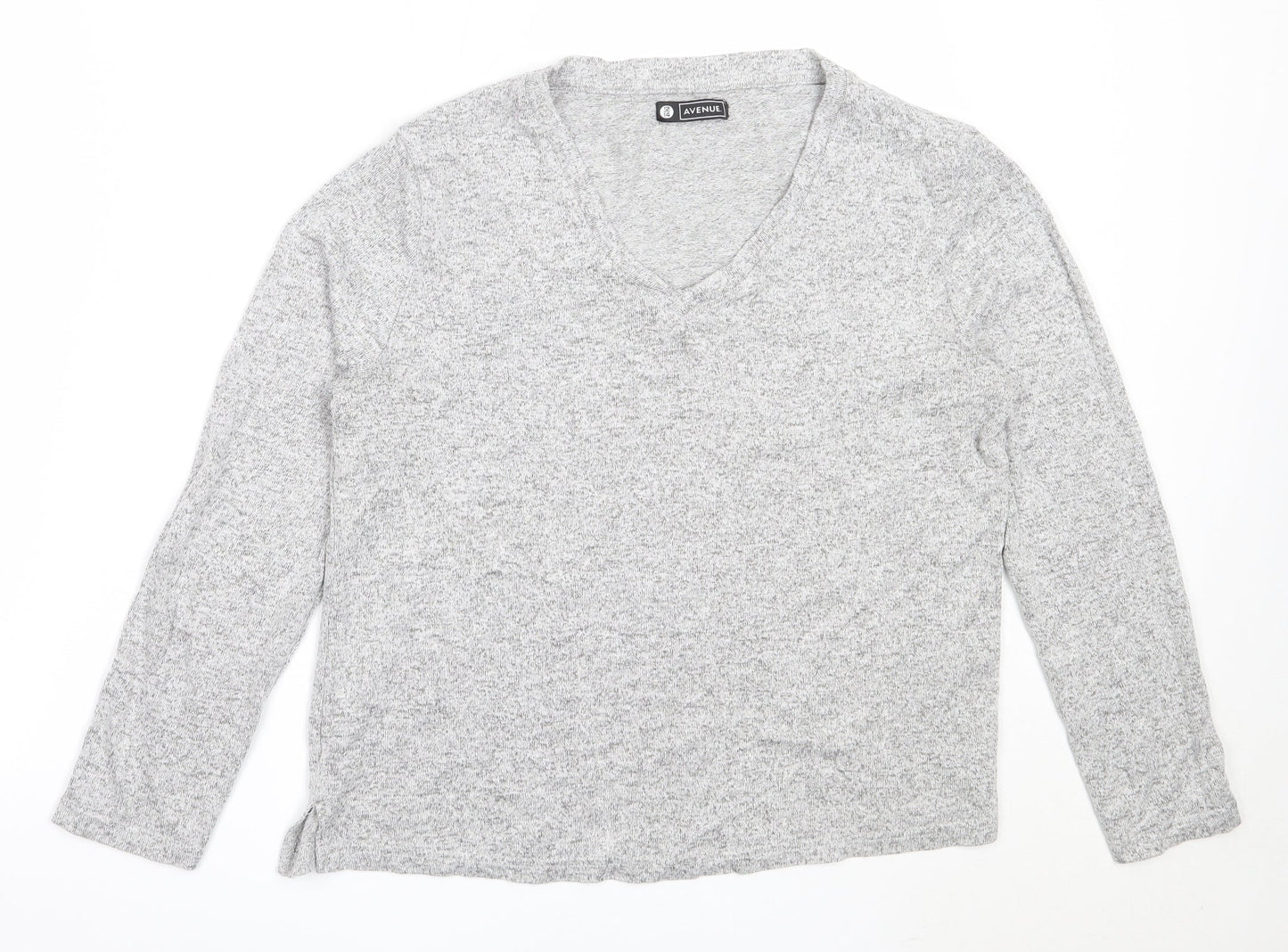 Avenue Womens Grey V-Neck  Viscose Pullover Jumper Size 12