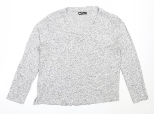 Avenue Womens Grey V-Neck  Viscose Pullover Jumper Size 12