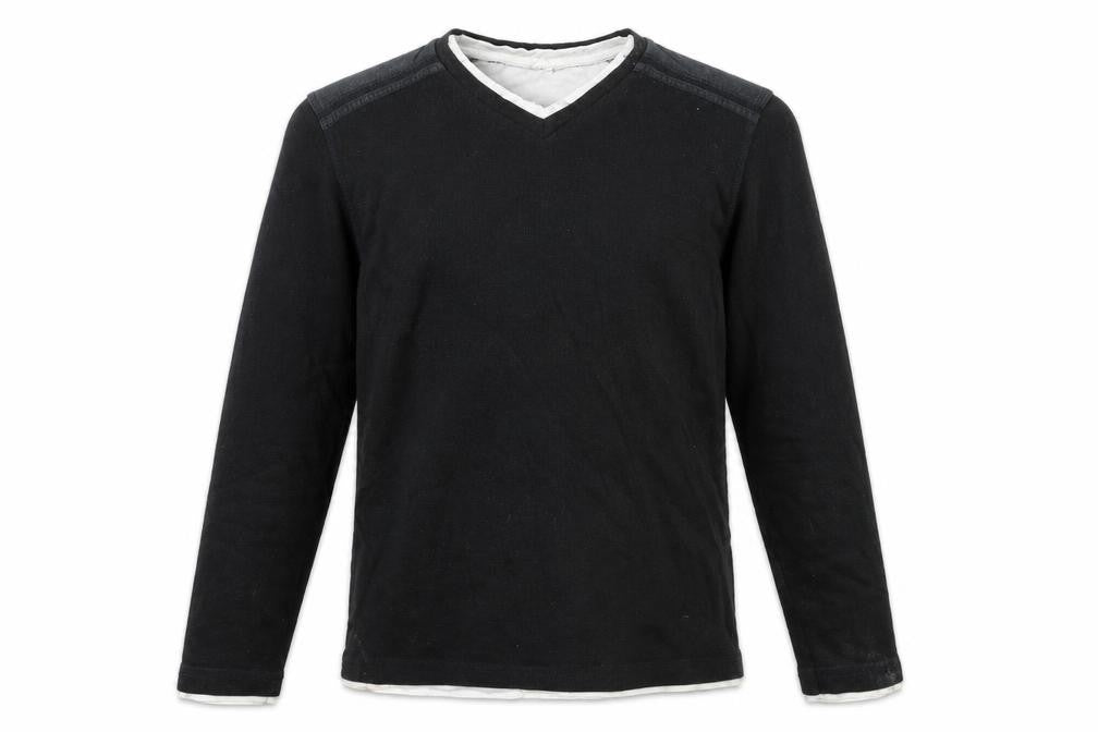 Easy Mens Black V-Neck  Cotton Pullover Jumper Size M