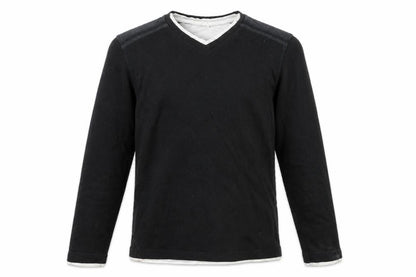 Easy Mens Black V-Neck  Cotton Pullover Jumper Size M