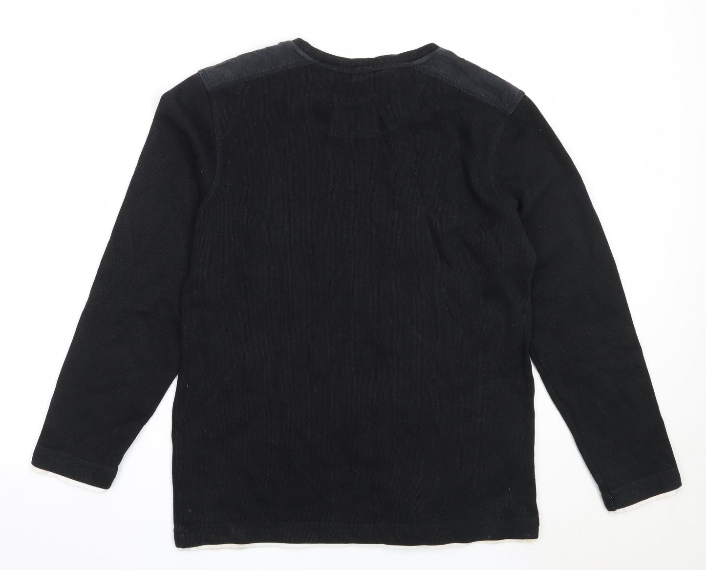 Easy Mens Black V-Neck  Cotton Pullover Jumper Size M
