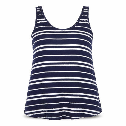 Warehouse Womens Blue Striped Viscose Basic Tank Size 12 Round Neck