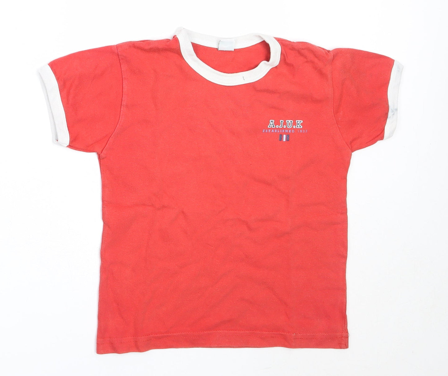 Adams Boys Red  Cotton Basic T-Shirt Size 4 Years Round Neck