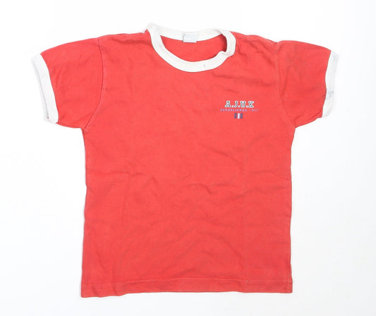 Adams Boys Red  Cotton Basic T-Shirt Size 4 Years Round Neck