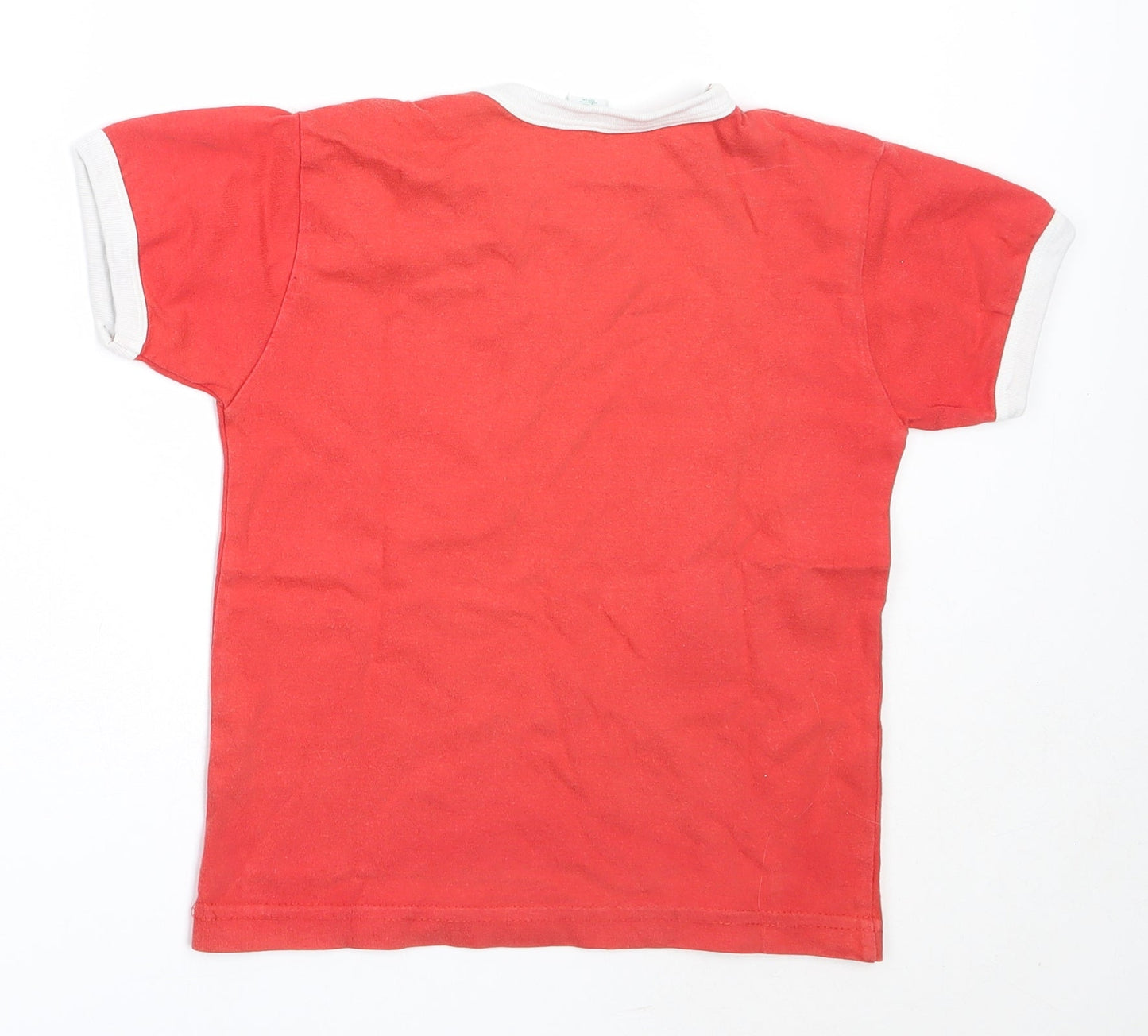Adams Boys Red  Cotton Basic T-Shirt Size 4 Years Round Neck